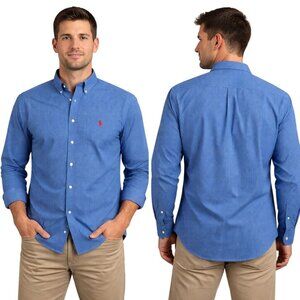 U.S. Polo Assn. Men's Blue Checkered Long Sleeve Button Down Shirt Size Large